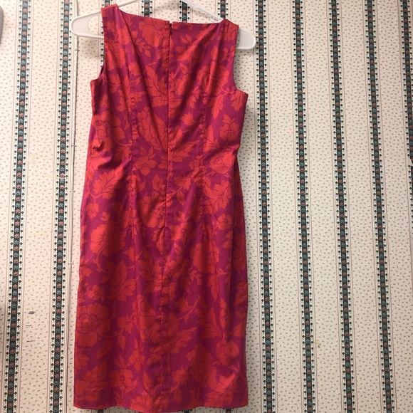 Pink & Orange Floral Petite Sophisticate Business Casual Dress - Picture 6 of 8